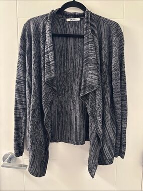 DKNY Gray Marled Draped Open-Front Cardigan (item 96)